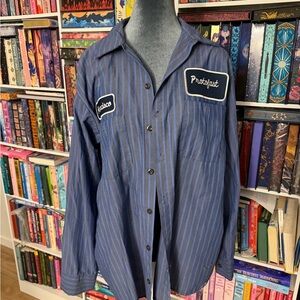 Blue Striped Button-Up Shirt